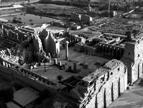 Karnak with Sacred Lake (Overview from Northwest), 1993. copyright photographer Marilyn Bridges