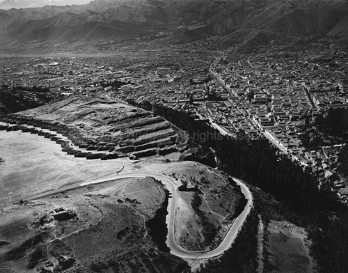 Saqsawaman, Overlooking Cuzco, 1989. Peru. copyright photographer Marilyn Bridges